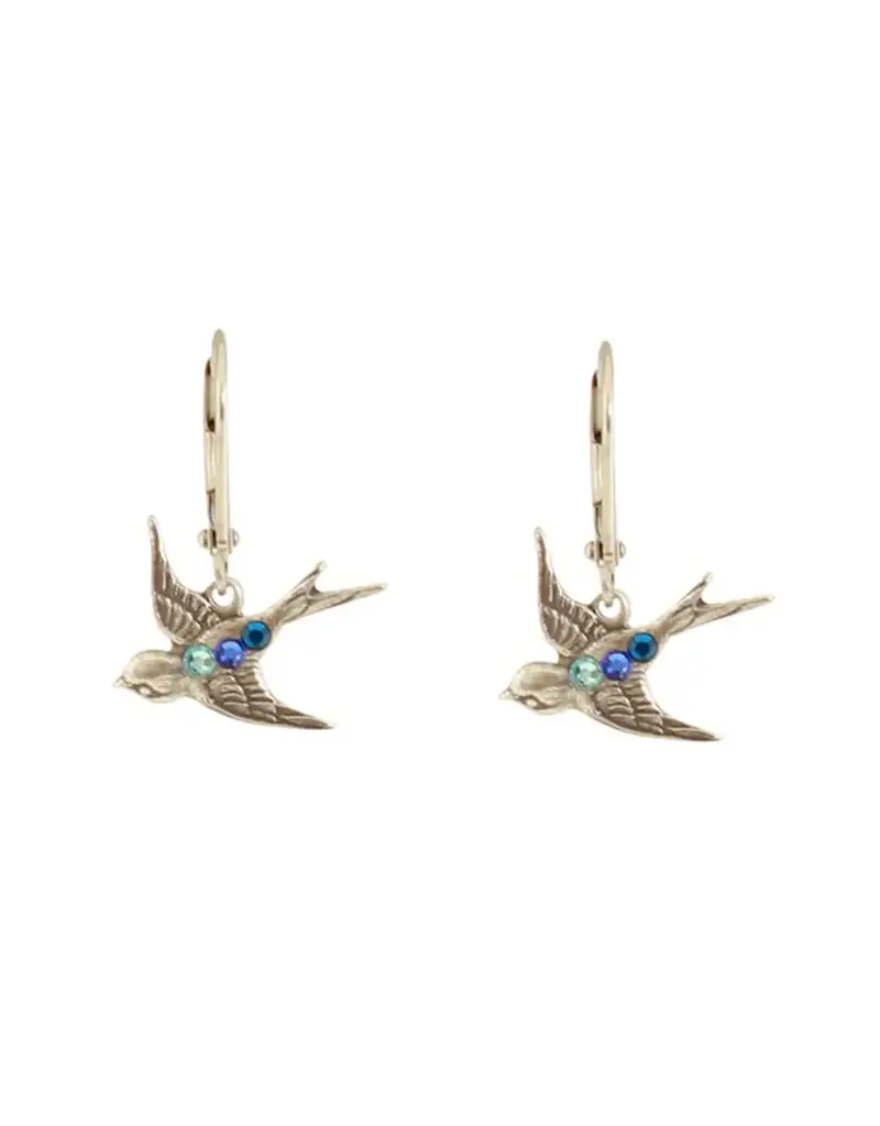 Baked Beads Crystal Bird Earrings