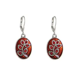 Baked Beads Enamel Crystal Flower Earrings