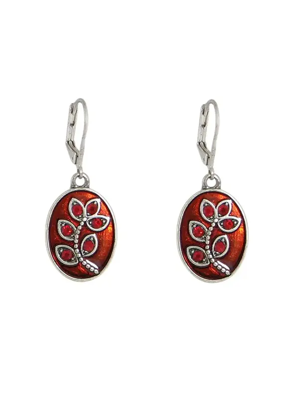 Baked Beads Enamel Crystal Flower Earrings