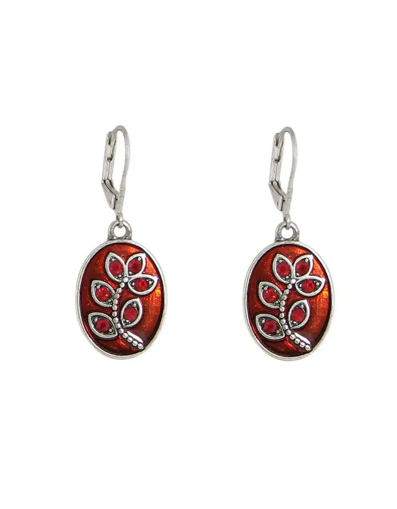 Baked Beads Enamel Crystal Flower Earrings