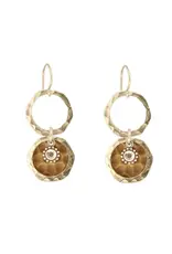 Baked Beads Hammered Crystal Circle Hoop Earrings
