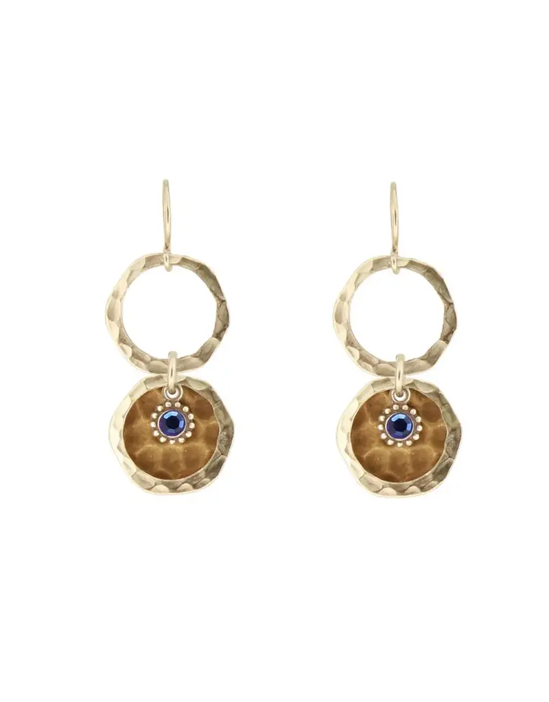 Baked Beads Hammered Crystal Circle Hoop Earrings