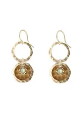 Baked Beads Hammered Crystal Circle Hoop Earrings