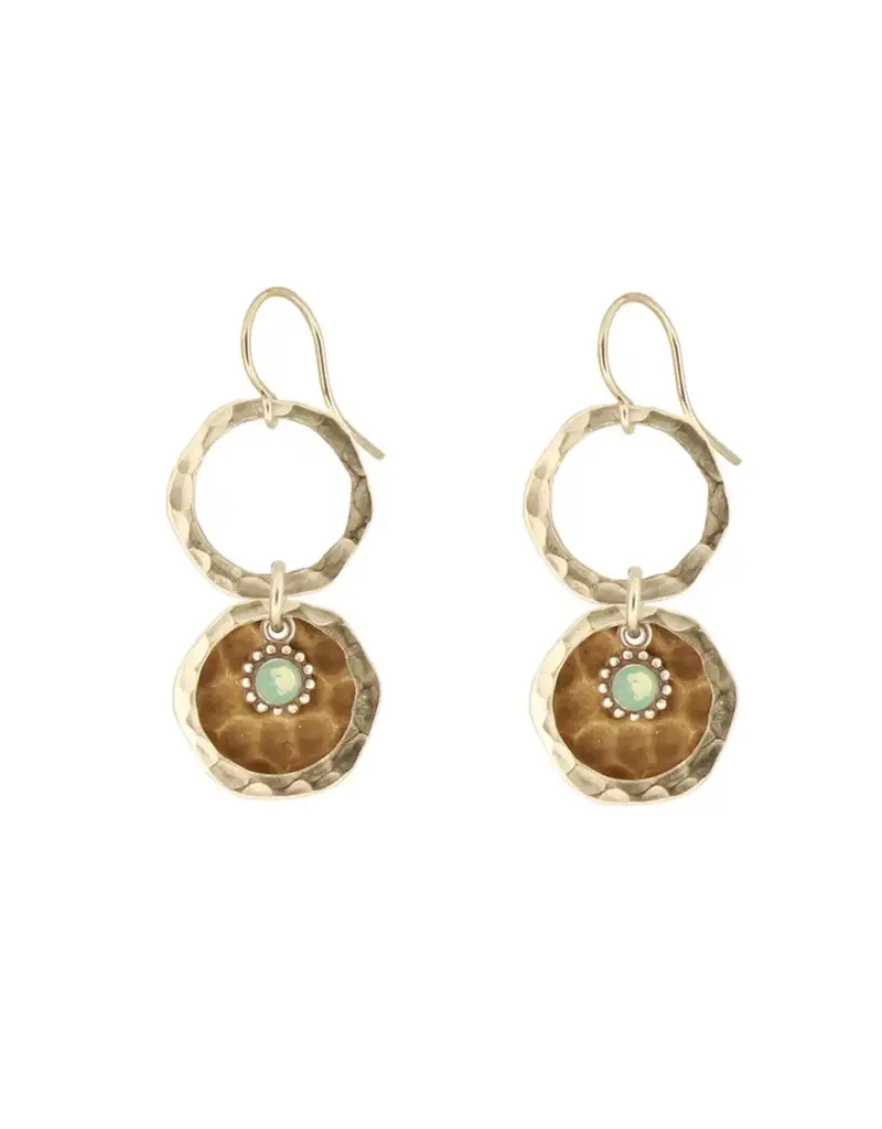 Baked Beads Hammered Crystal Circle Hoop Earrings