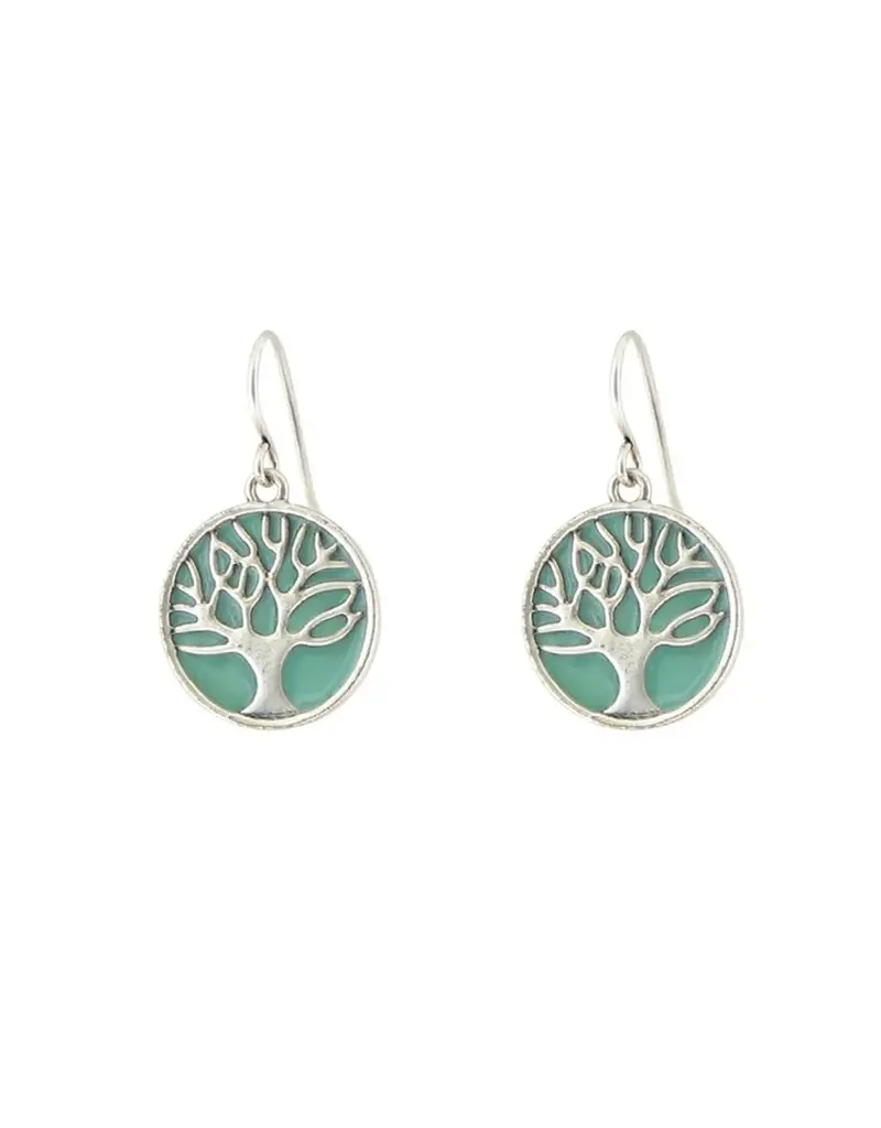 Baked Beads Enamel Tree of Life Earrings