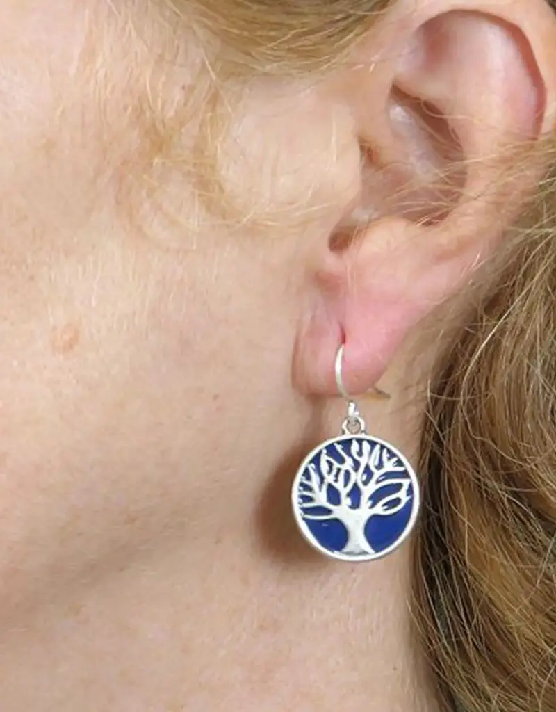 Baked Beads Enamel Tree of Life Earrings