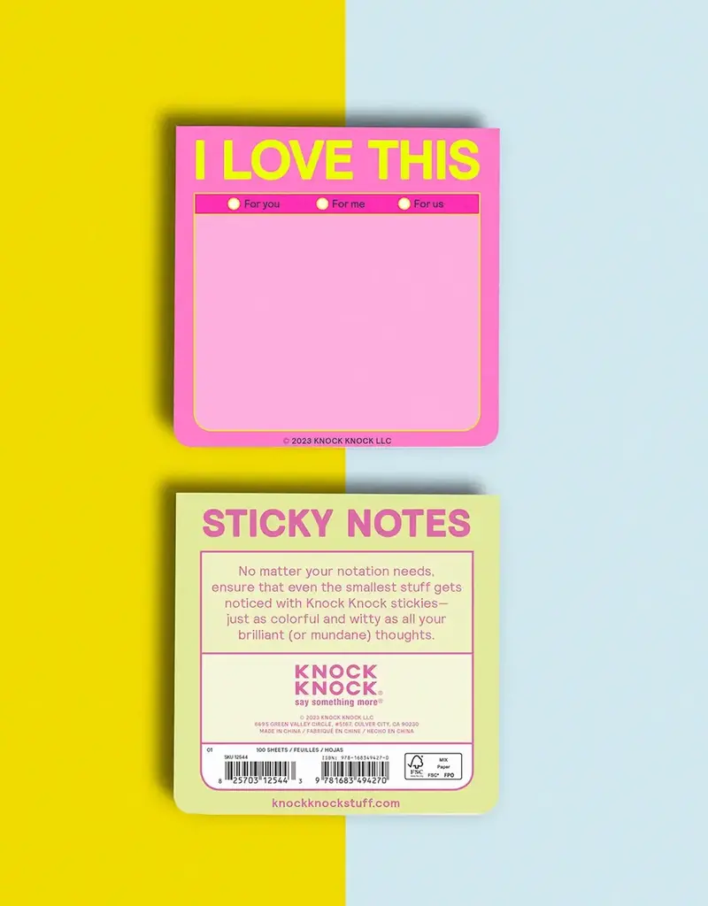 I Love This Sticky Notepad