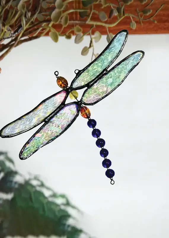 J. Devlin Dragonfly Stained Glass Suncatcher Ornament