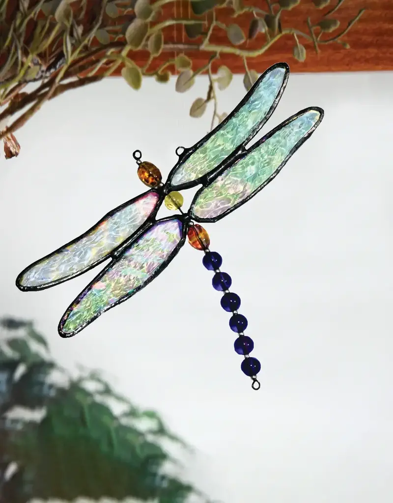 J. Devlin Dragonfly Stained Glass Suncatcher Ornament