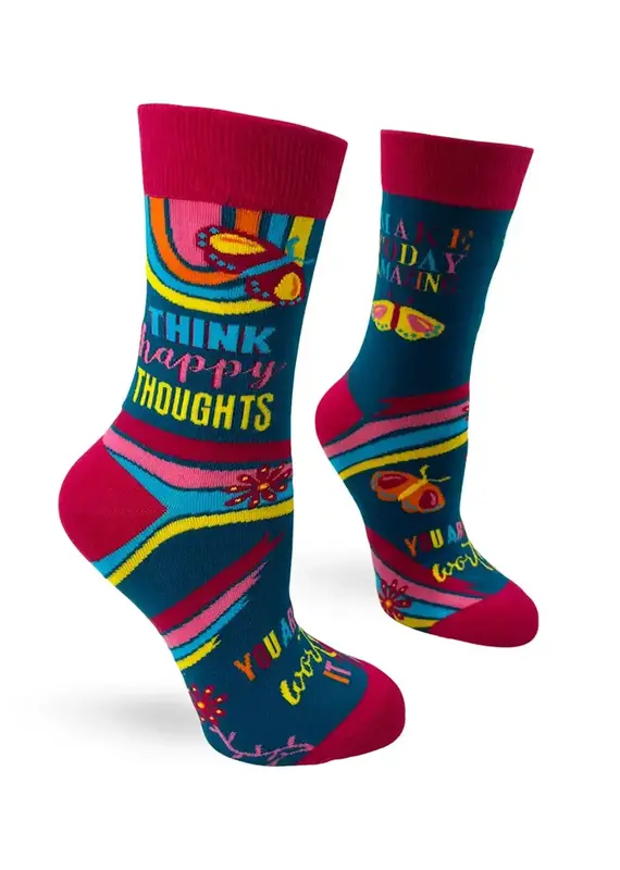 Fabdaz Think Happy Thoughts Women's Crew Socks