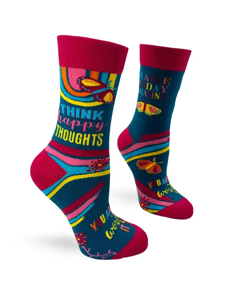 Fabdaz Think Happy Thoughts Women's Crew Socks