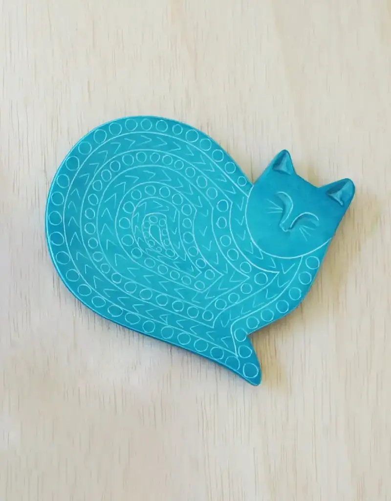 Venture Imports Hand-Carved Stone Cat Dish