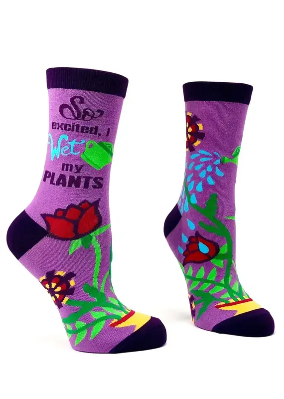 Fabdaz So Excited I Wet My Plants Women's Crew Socks