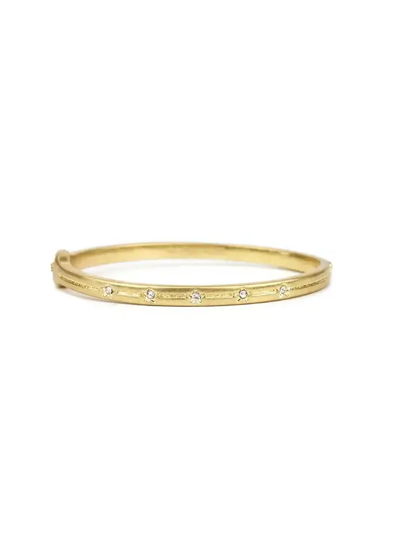 Marlyn Schiff Thin Cubic Zirconia Star Stone Metal Bangle Bracelet