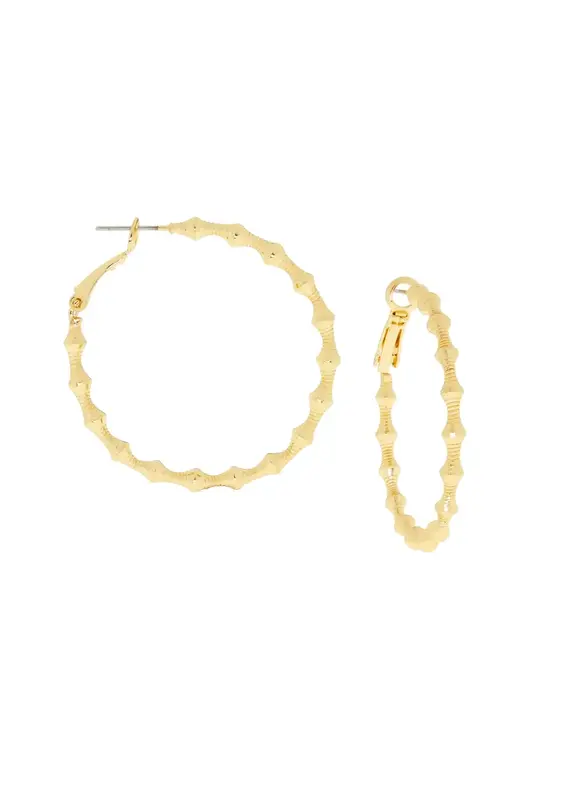 Marlyn Schiff Textured Bamboo Cut Hoop Earrings