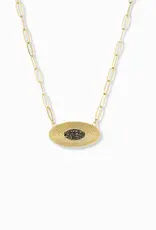 Marlyn Schiff Link Necklace With Oval Crystal Pendant