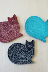 Venture Imports Hand-Carved Stone Cat Dish