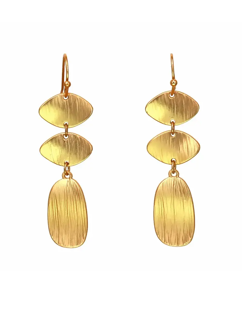 Kole Matte Textured Metal Triplet Earrings