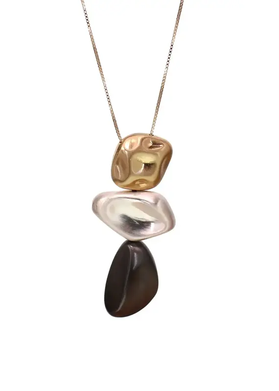 Kole Tri-Color Freeform Pendant Necklace
