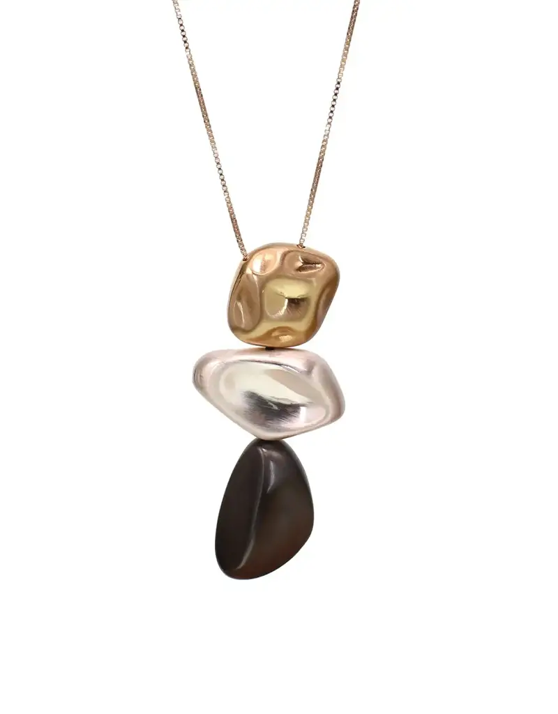Kole Tri-Color Freeform Pendant Necklace