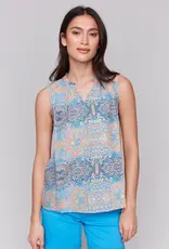 Charlie B Sleeveless Ruffle Collar Top