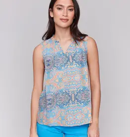 Charlie B Sleeveless Ruffle Collar Top