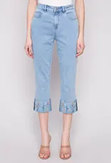 Charlie B Cropped Jeans with Embroidered Cuff