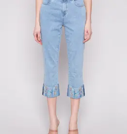 Charlie B Cropped Jeans with Embroidered Cuff