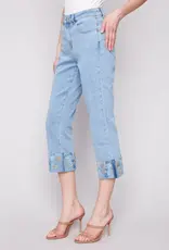 Charlie B Cropped Jeans with Embroidered Cuff