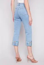 Charlie B Cropped Jeans with Embroidered Cuff