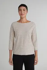 Cut Loose 3/4 Sleeve Classic Stripe Boatneck Top