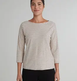 Cut Loose 3/4 Sleeve Classic Stripe Boatneck Top