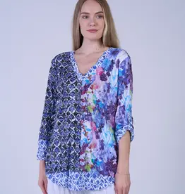 Shana Apparel Mixed Media Crinkle Top