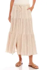 Karen Kane Metallic Striped Tiered Midi Skirt