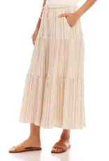 Karen Kane Metallic Striped Tiered Midi Skirt