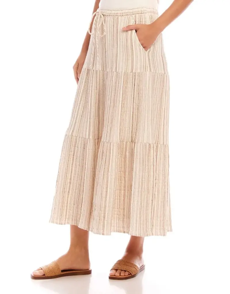 Karen Kane Metallic Striped Tiered Midi Skirt