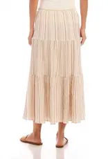 Karen Kane Metallic Striped Tiered Midi Skirt