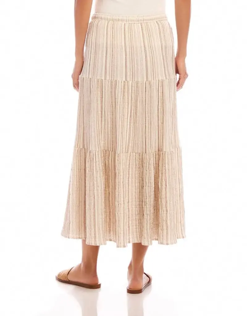 Karen Kane Metallic Striped Tiered Midi Skirt