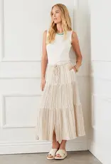 Karen Kane Metallic Striped Tiered Midi Skirt