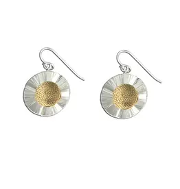 Mark Steel Sunflower Dangle Earrings