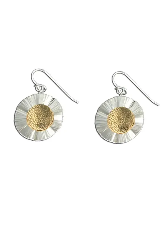 Mark Steel Sunflower Dangle Earrings