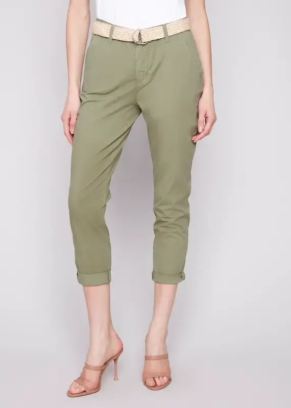 Charlie B Slim Fit Pants with Belt