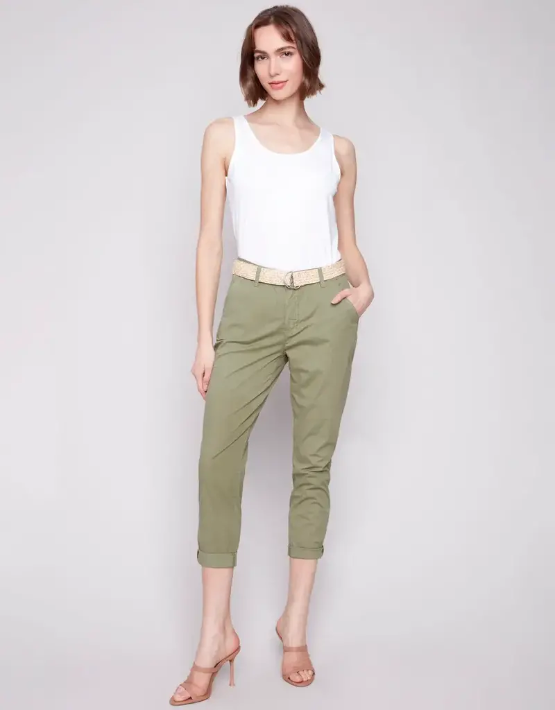 Charlie B Slim Fit Pants with Belt