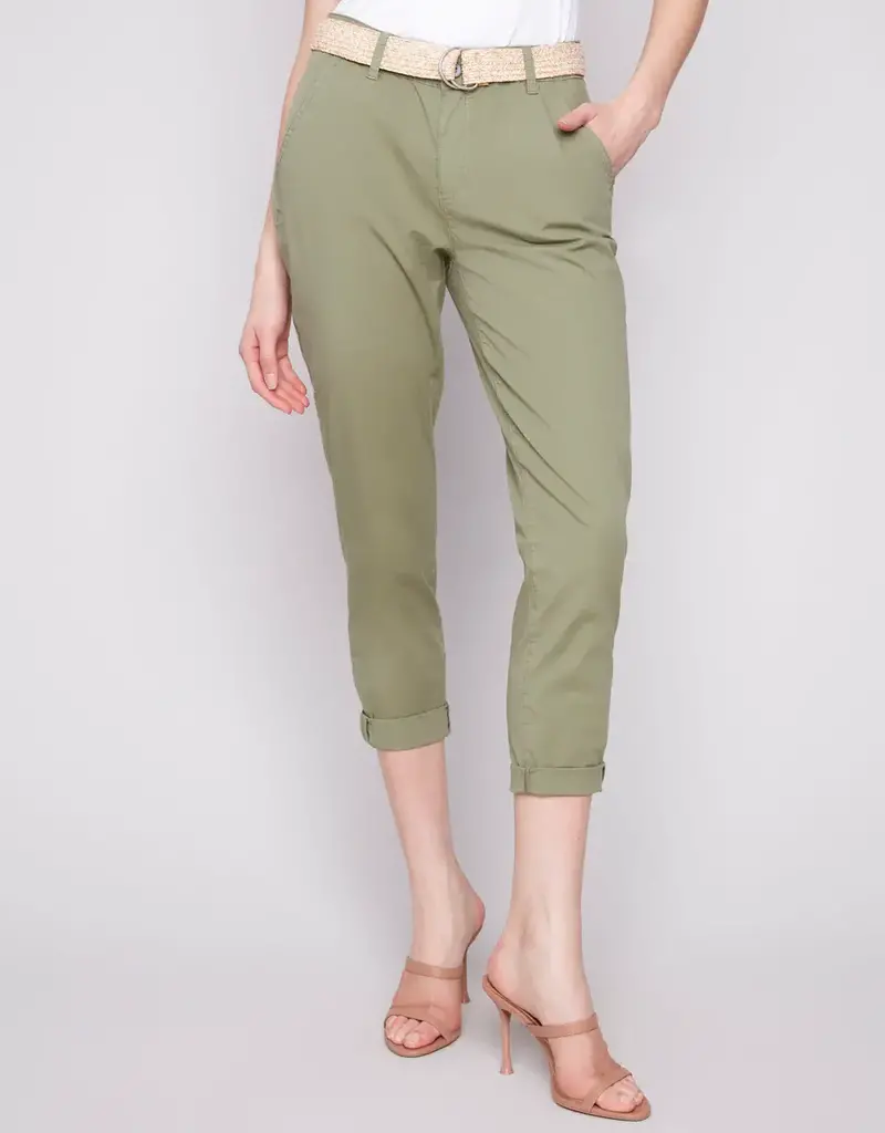 Charlie B Slim Fit Pants with Belt
