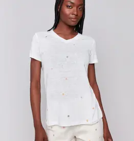 Charlie B Embroidered Cotton V-Neck Tee