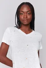 Charlie B Embroidered Cotton V-Neck Tee