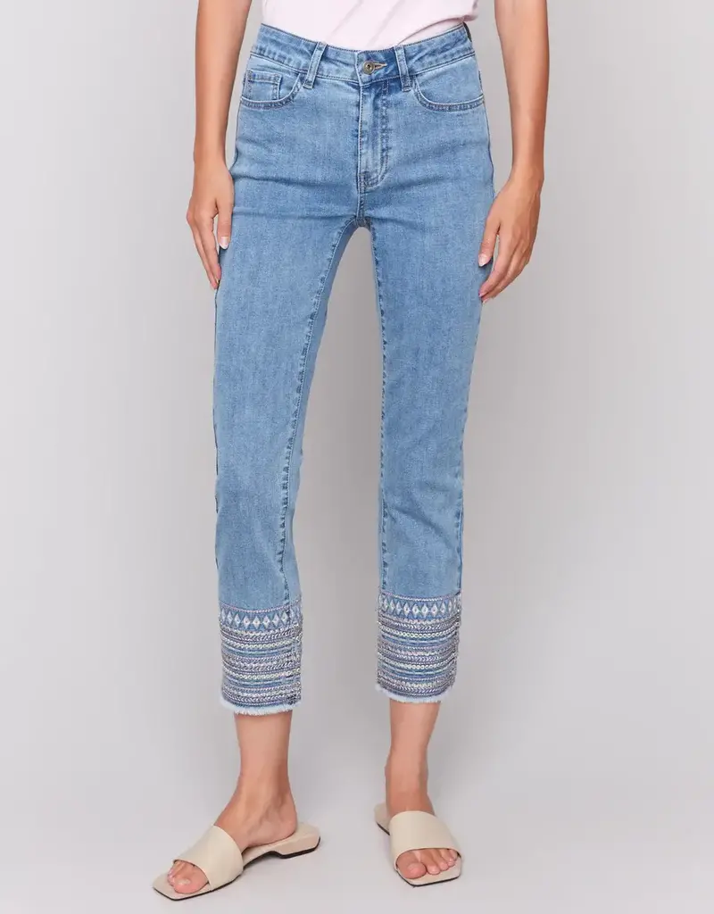 Charlie B Embroidered Hem Jeans