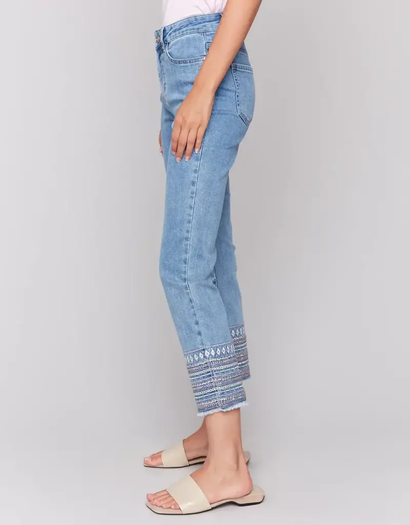 Charlie B Embroidered Hem Jeans