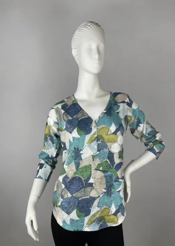 Nally & Millie V-Neck Button Front Top