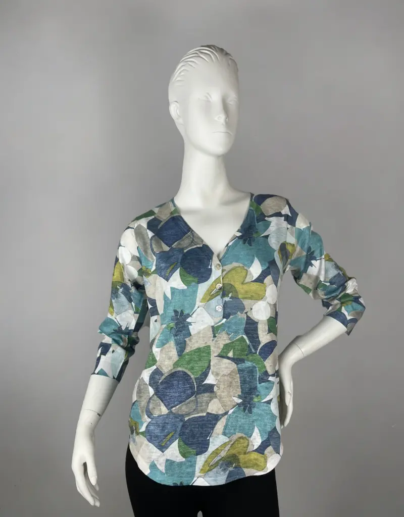 Nally & Millie V-Neck Button Front Top